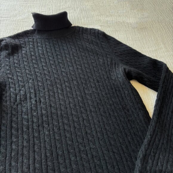 Charter Club cashmere sweater black turtleneck cable knit - Picture 8 of 9